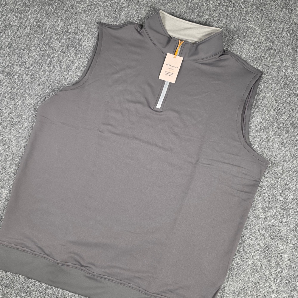 Peter Millar Galway Vest Mens L Iron Gray Crown Sport Quarter Zip Golf NWT